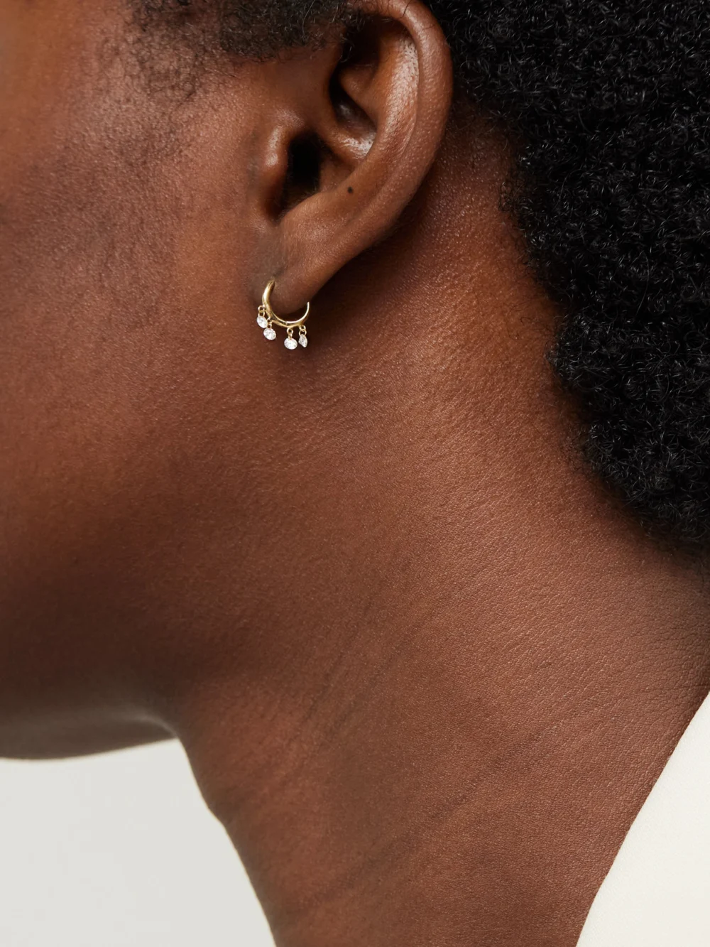 Persée Bohème 18-karat Gold Diamond Single Hoop Earring, styled view