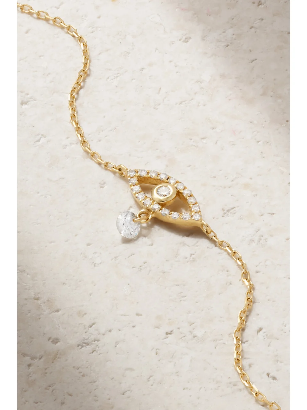 Close-up detail of the Persée Evil Eye 18-karat Gold Diamond Bracelet