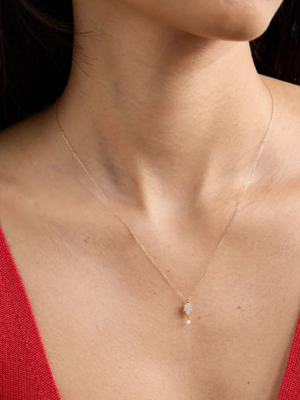 Persée Hand of Fatima 18-karat Gold Diamond Necklace