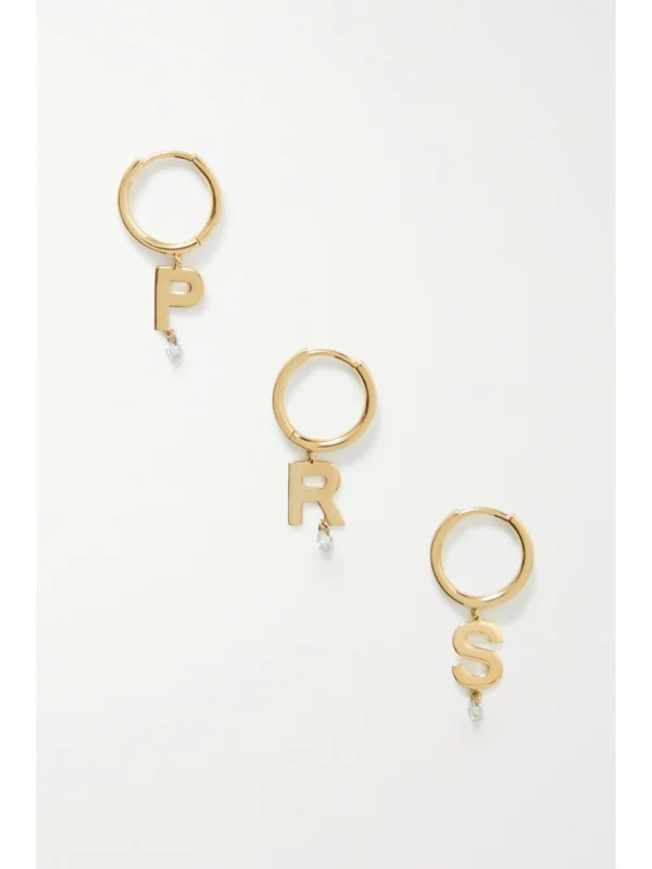 Persée Initial 18-karat Gold Diamond Single Hoop Earring