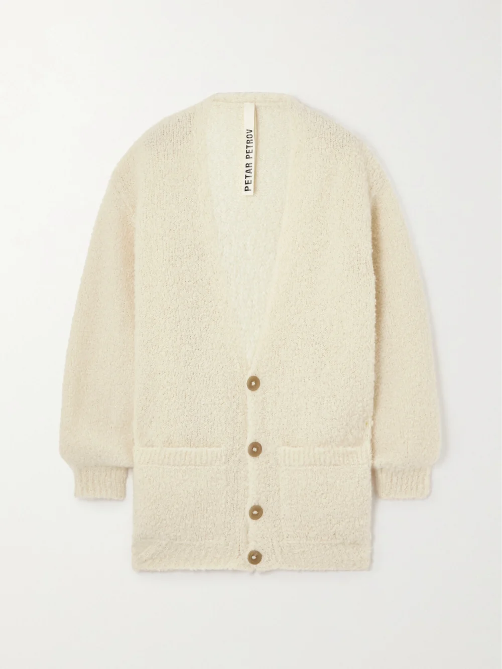 Petar Petrov Cashmere, Alpaca and Silk-blend Bouclé Cardigan in cream