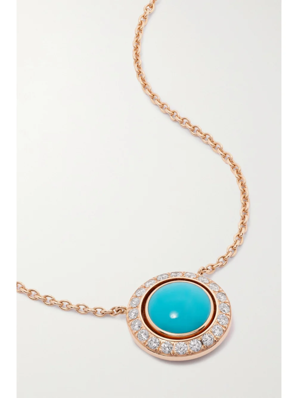 Close-up detail of the Piaget Possession 18-karat Rose Gold, Turquoise and Diamond Necklace