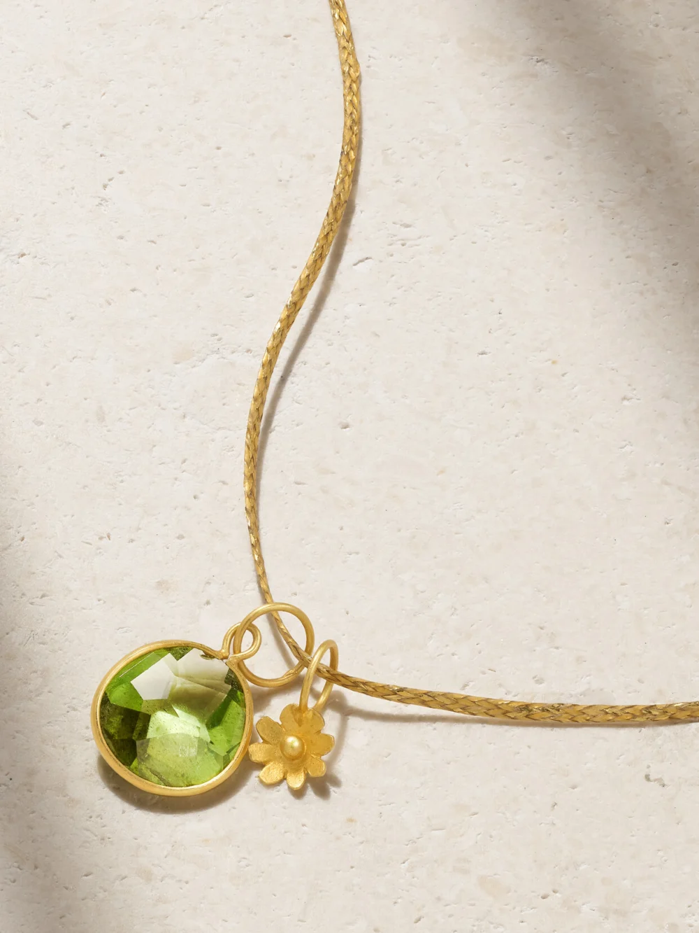 Pippa Small 18-karat Gold, Cord and Peridot Necklace