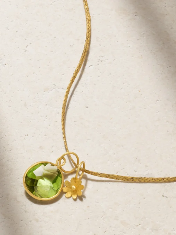 Pippa Small 18-karat Gold, Cord and Peridot Necklace