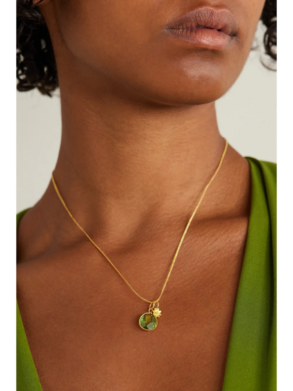 Pippa Small 18-karat Gold, Cord and Peridot Necklace, styled view