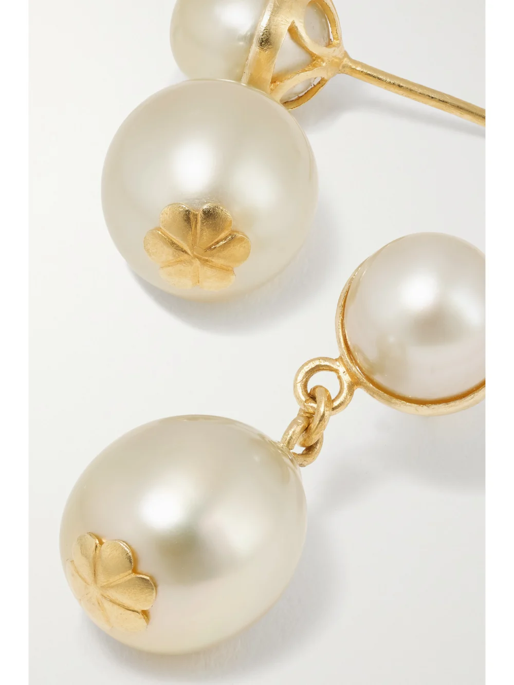 Close-up detail of the Pippa Small 18-karat Gold Pearl Earrings