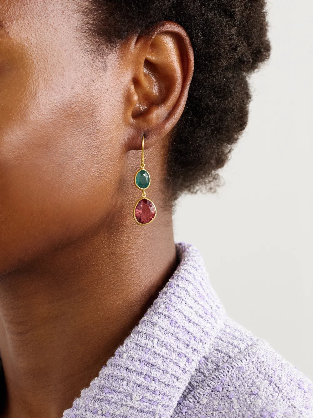 Pippa Small Iris 18-karat Gold Tourmaline Earrings, styled view