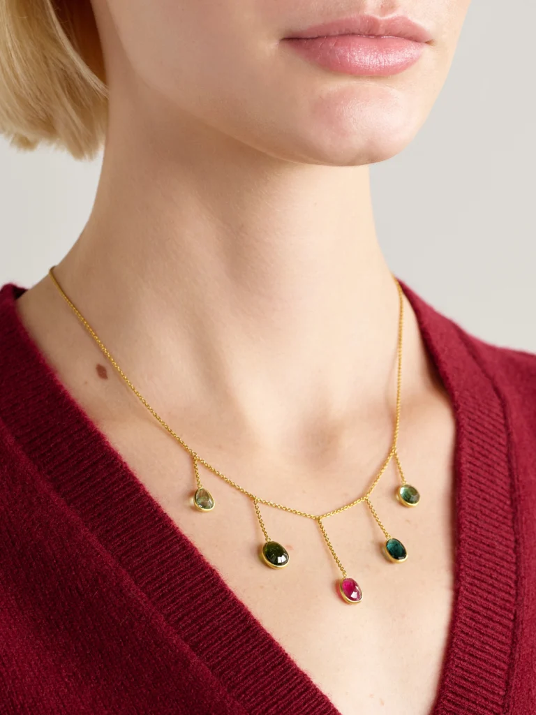 Pippa Small Iris 18-karat Gold Tourmaline Necklace