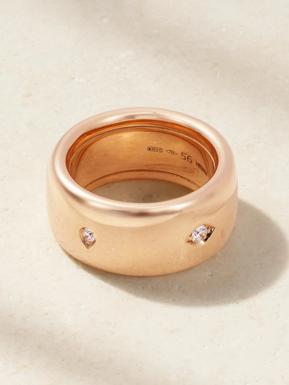 Back view of the Pomellato Iconica Medium/large 18-karat Rose Gold Diamond Ring