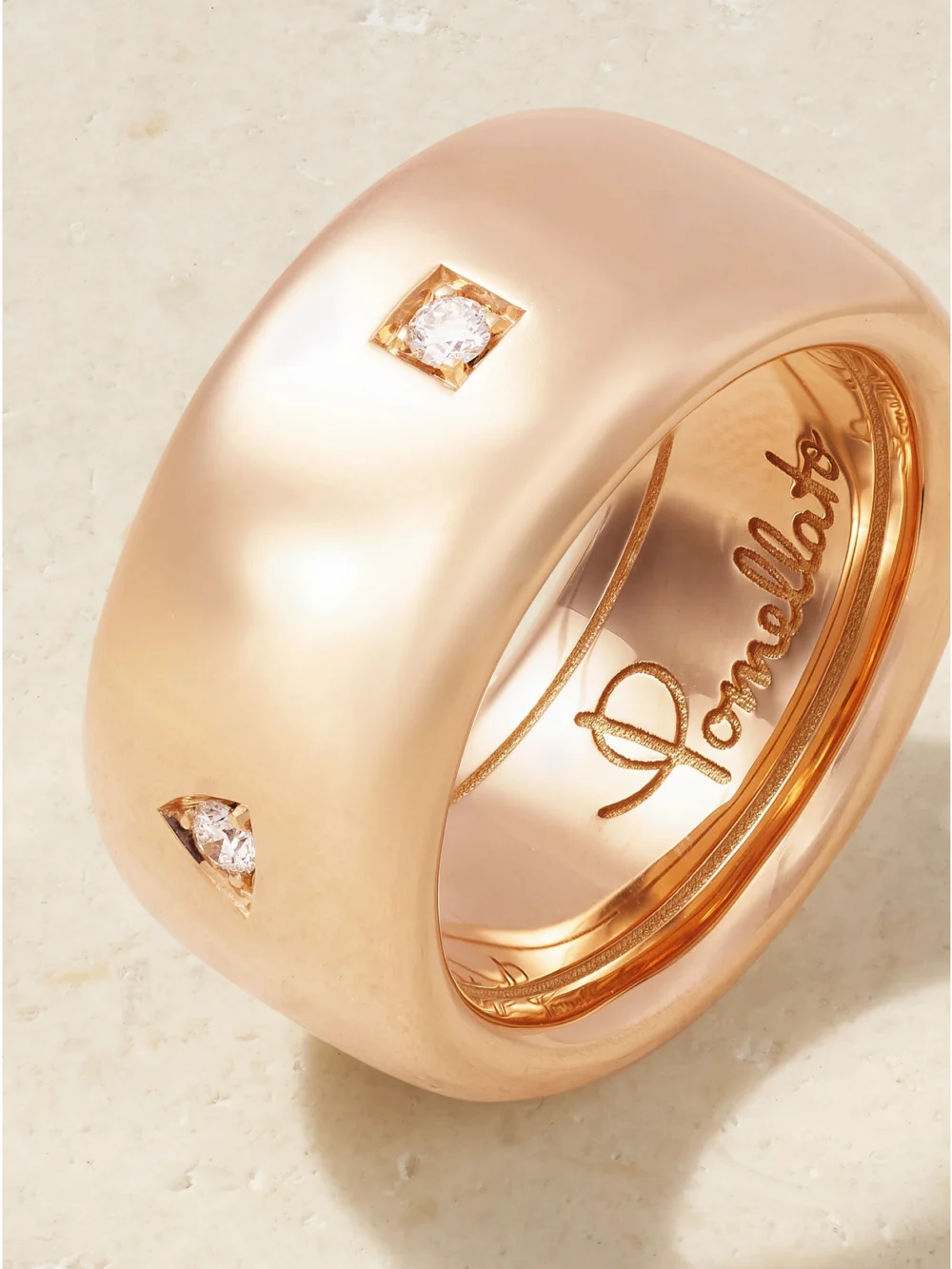 Close-up detail of the Pomellato Iconica Medium/large 18-karat Rose Gold Diamond Ring