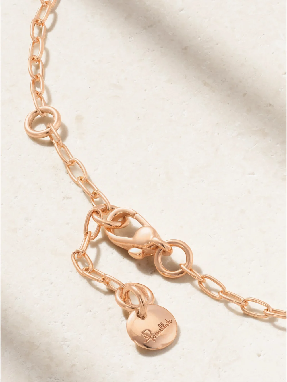 Back view of the Pomellato Iconica Reversible 18-karat Rose Gold Multi-stone Necklace