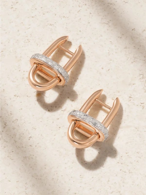 Pomellato Iconica Rhodium-plated 18-karat Rose Gold Diamond Hoop Earrings