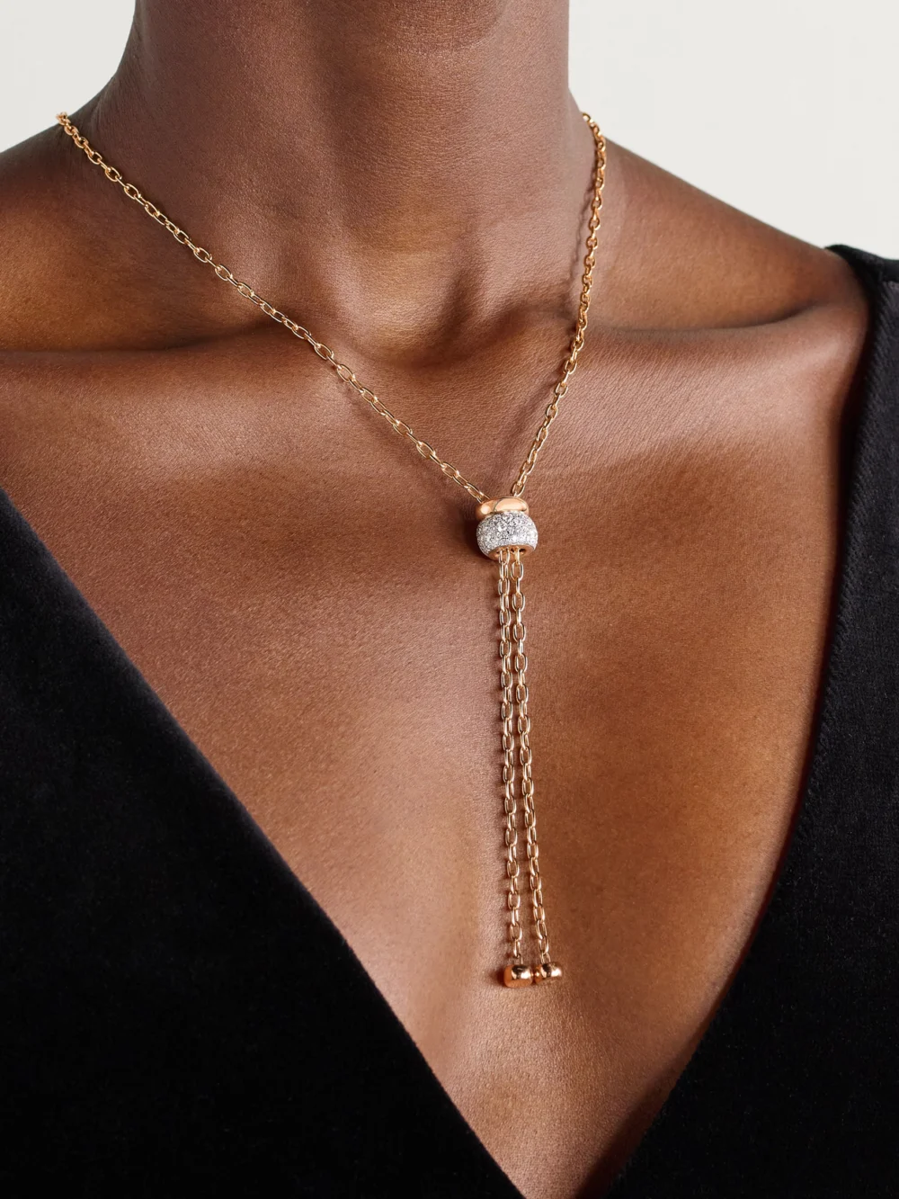 Pomellato Iconica Rhodium-plated 18-karat Rose Gold Diamond Necklace, styled view