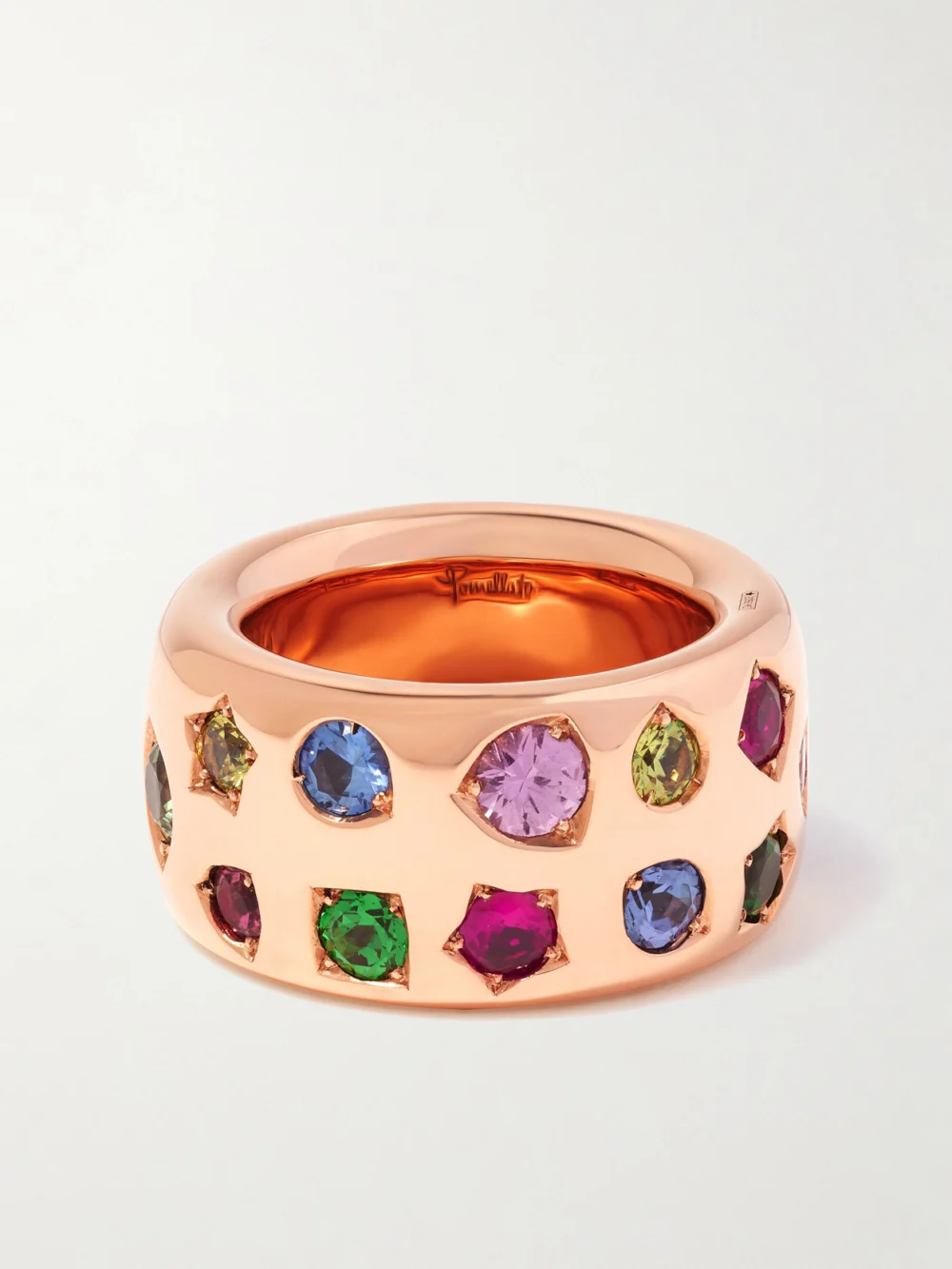 Back view of the Pomellato Maxi Iconica 18-karat Rose Gold Multi-stone Ring