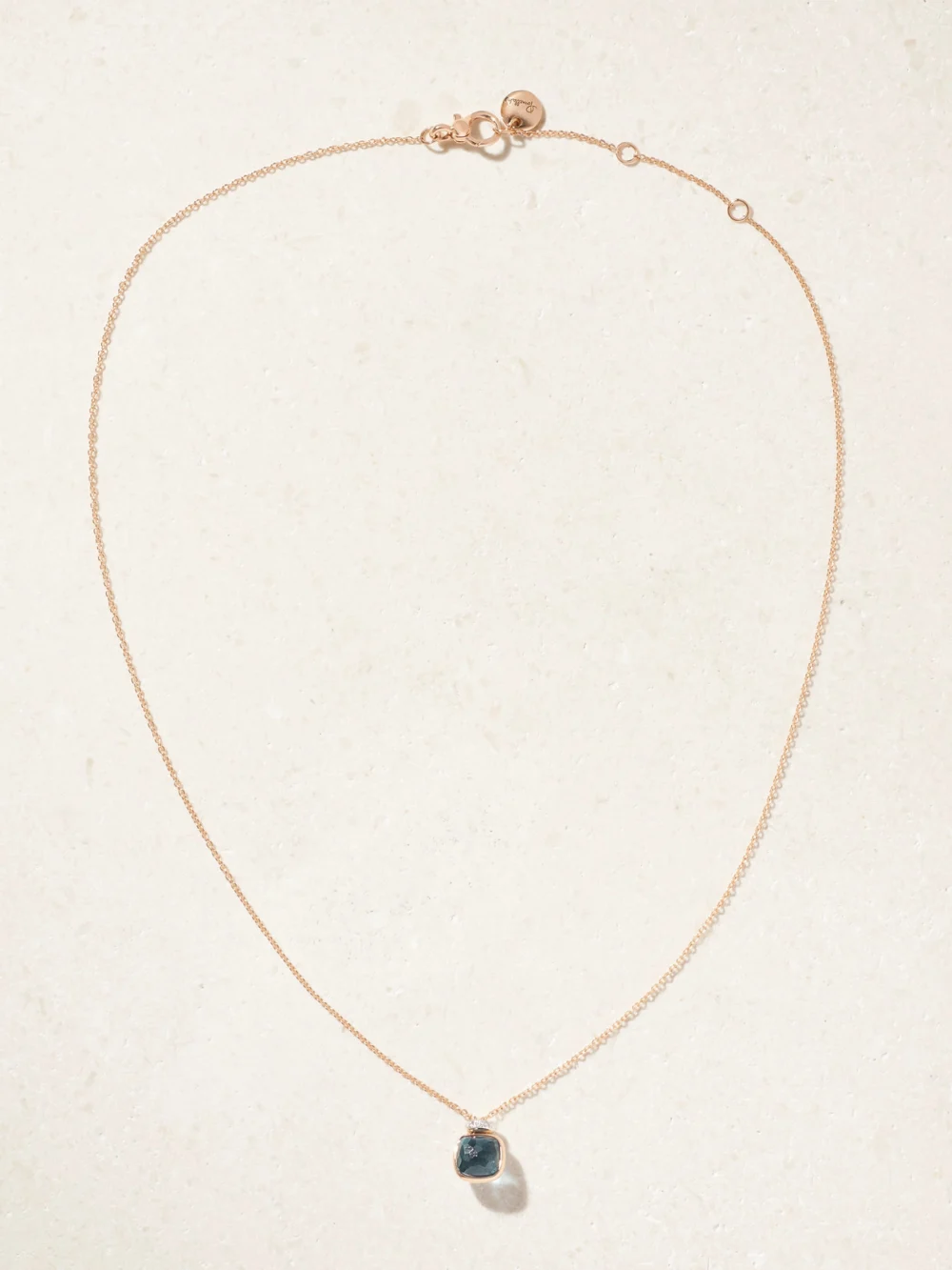 Close-up detail of the Pomellato Nudo 18-karat Rose and White Gold, Topaz and Diamond Necklace