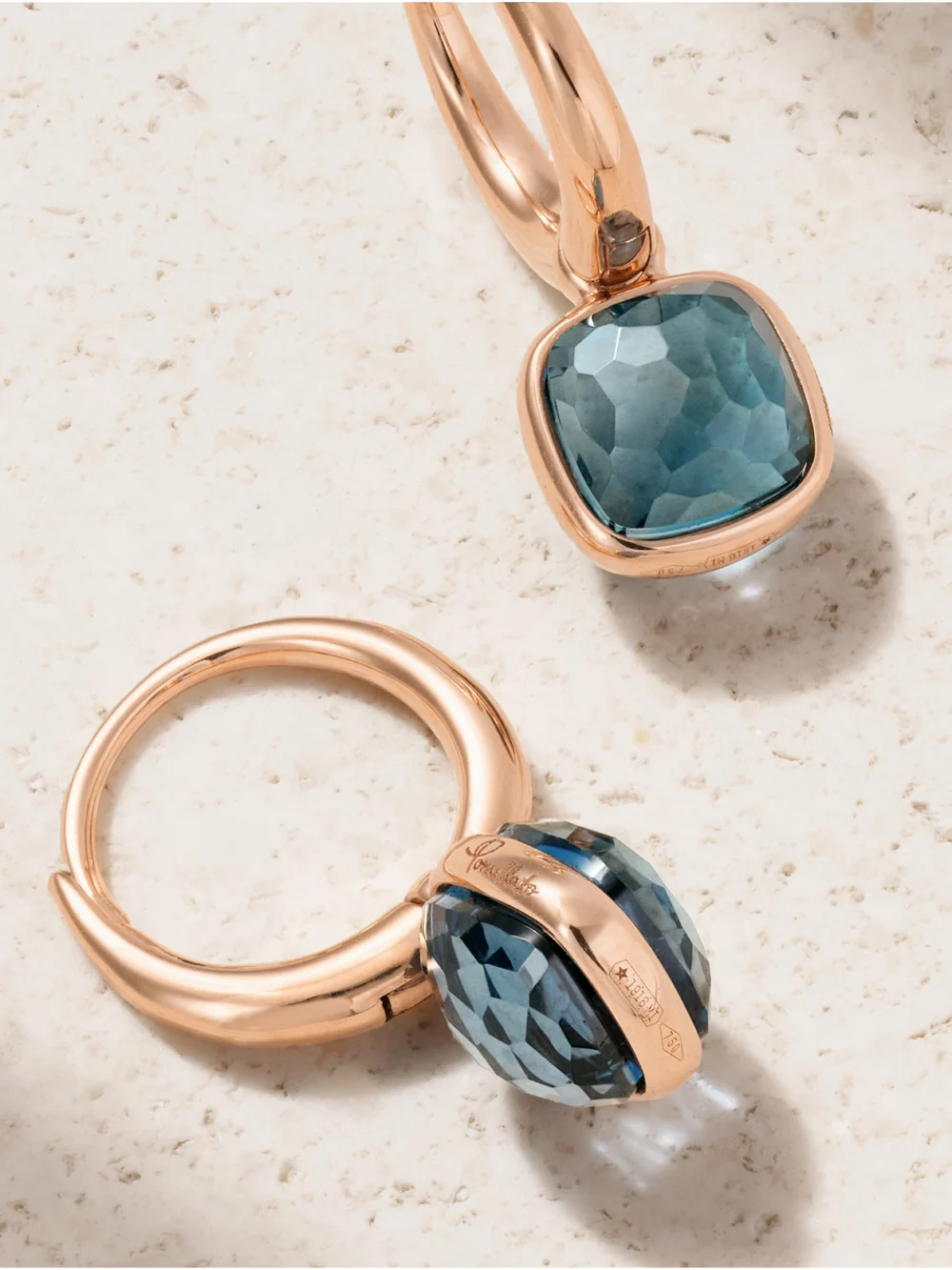 Back view of the Pomellato Nudo 18-karat Rose Gold Topaz Earrings