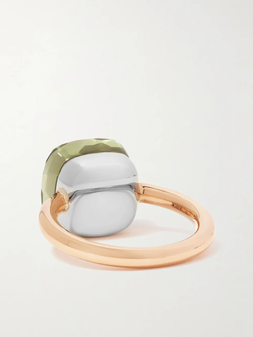 Back view of the Pomellato Nudo Maxi 18-karat Rose Gold Prasiolite Ring