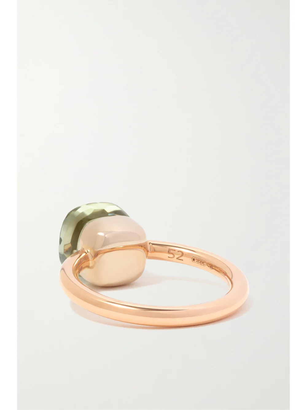 Back view of the Pomellato Nudo Petit 18-karat Rose Gold Prasiolite Ring