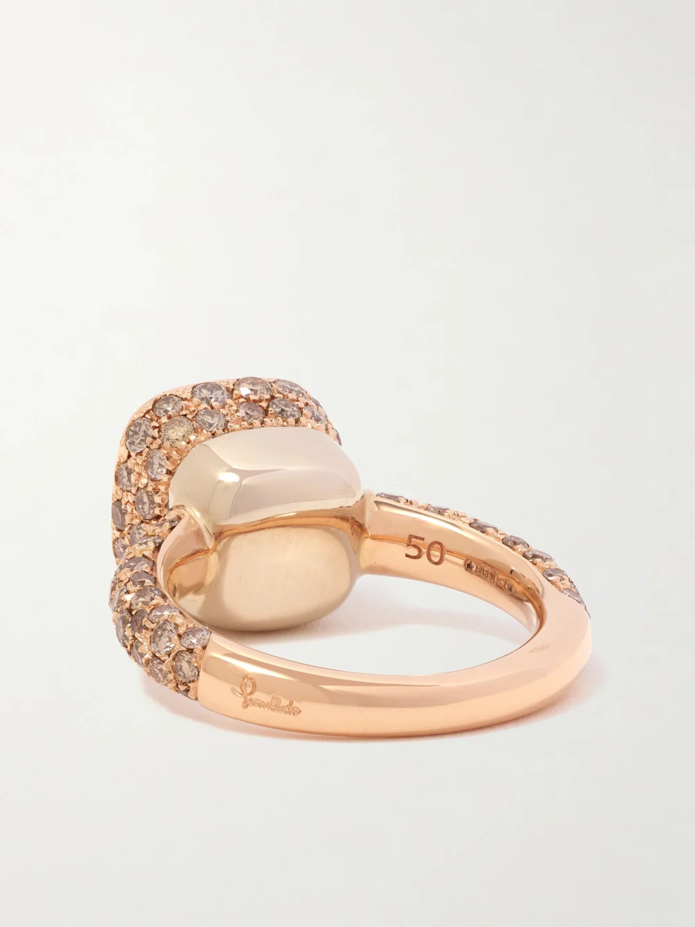 Back view of the Pomellato Nudo Solitaire Classic 18-karat Rose and White Gold Diamond Ring