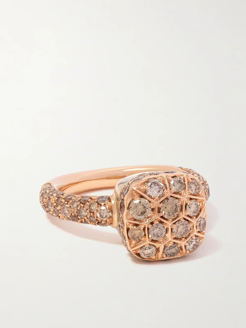 Pomellato Nudo Solitaire Classic 18-karat Rose and White Gold Diamond Ring in 52