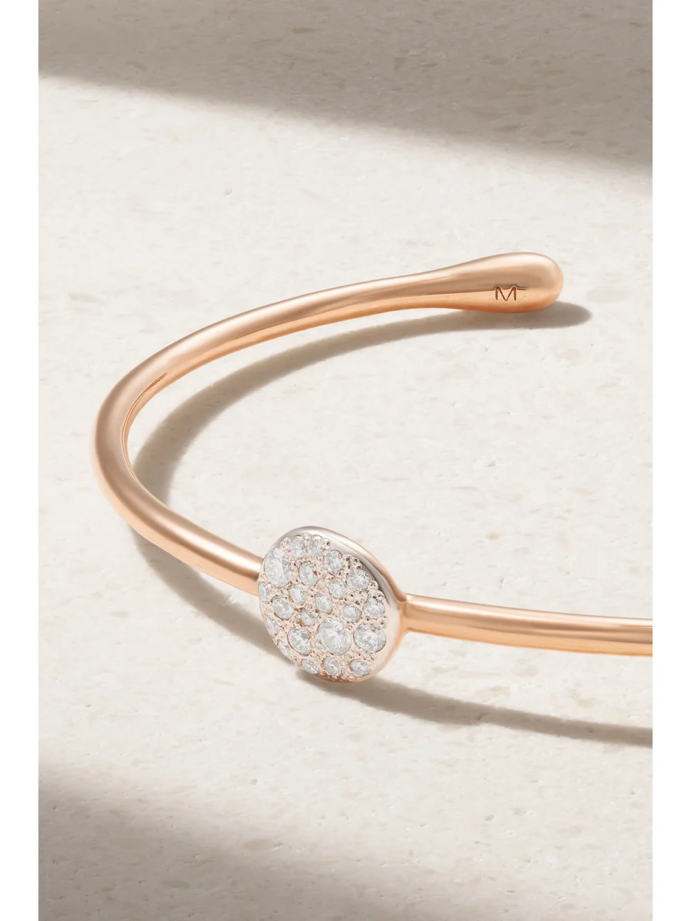 Back view of the Pomellato Rhodium-plated 18-karat Rose Gold Diamond Cuff