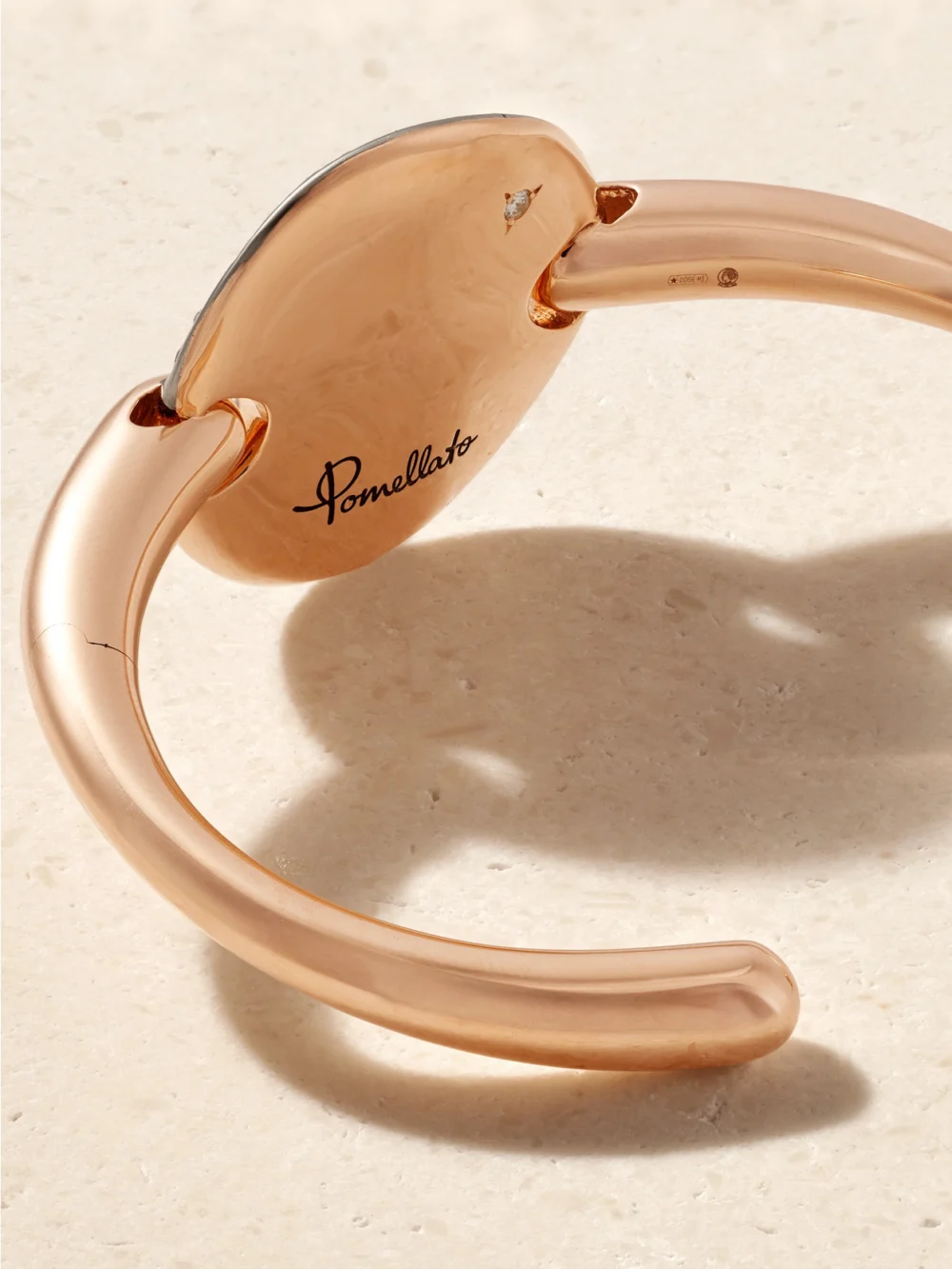 Back view of the Pomellato Sabbia 18-karat Rose and Rhodium-plated White Gold Diamond Bangle