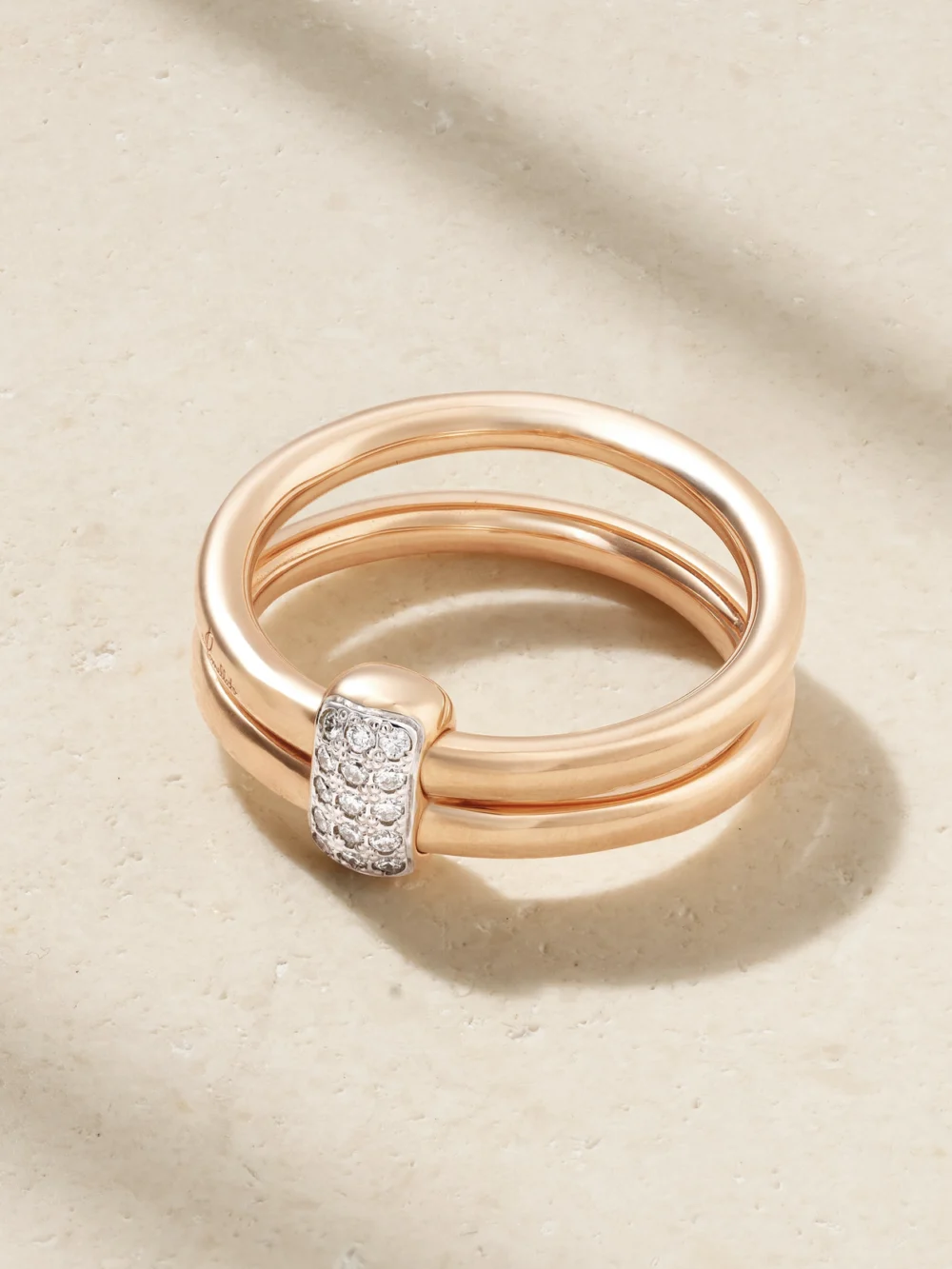 Pomellato Together 18-karat Rose Gold, Rhodium-plated and Diamond Ring in 54