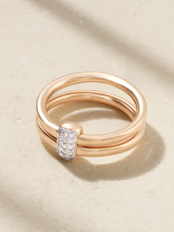 Pomellato Together 18-karat Rose Gold, Rhodium-plated and Diamond Ring