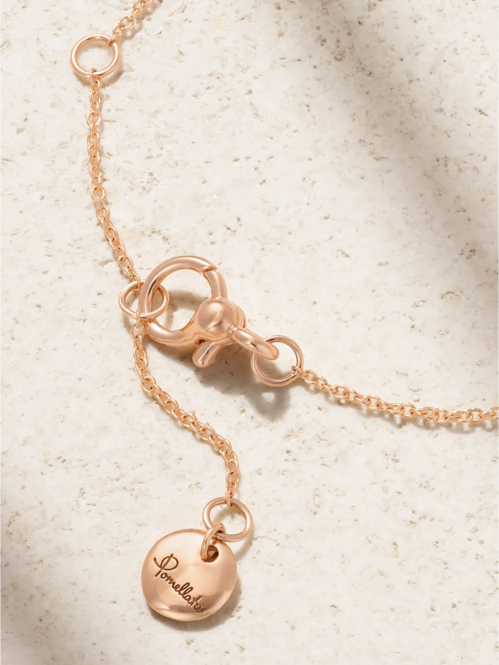 Back view of the Pomellato Together Rhodium-plated 18-karat Rose Gold Diamond Necklace