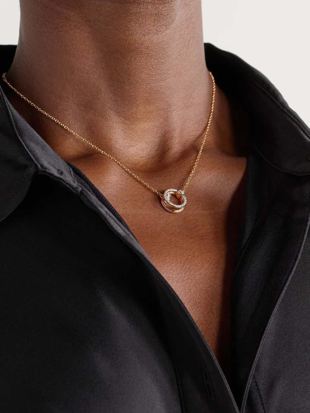 Pomellato Together Rhodium-plated 18-karat Rose Gold Diamond Necklace, styled view