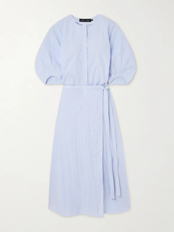 Proenza Schouler Alicia Crinkled Cotton-blend Gabardine Midi Wrap Dress