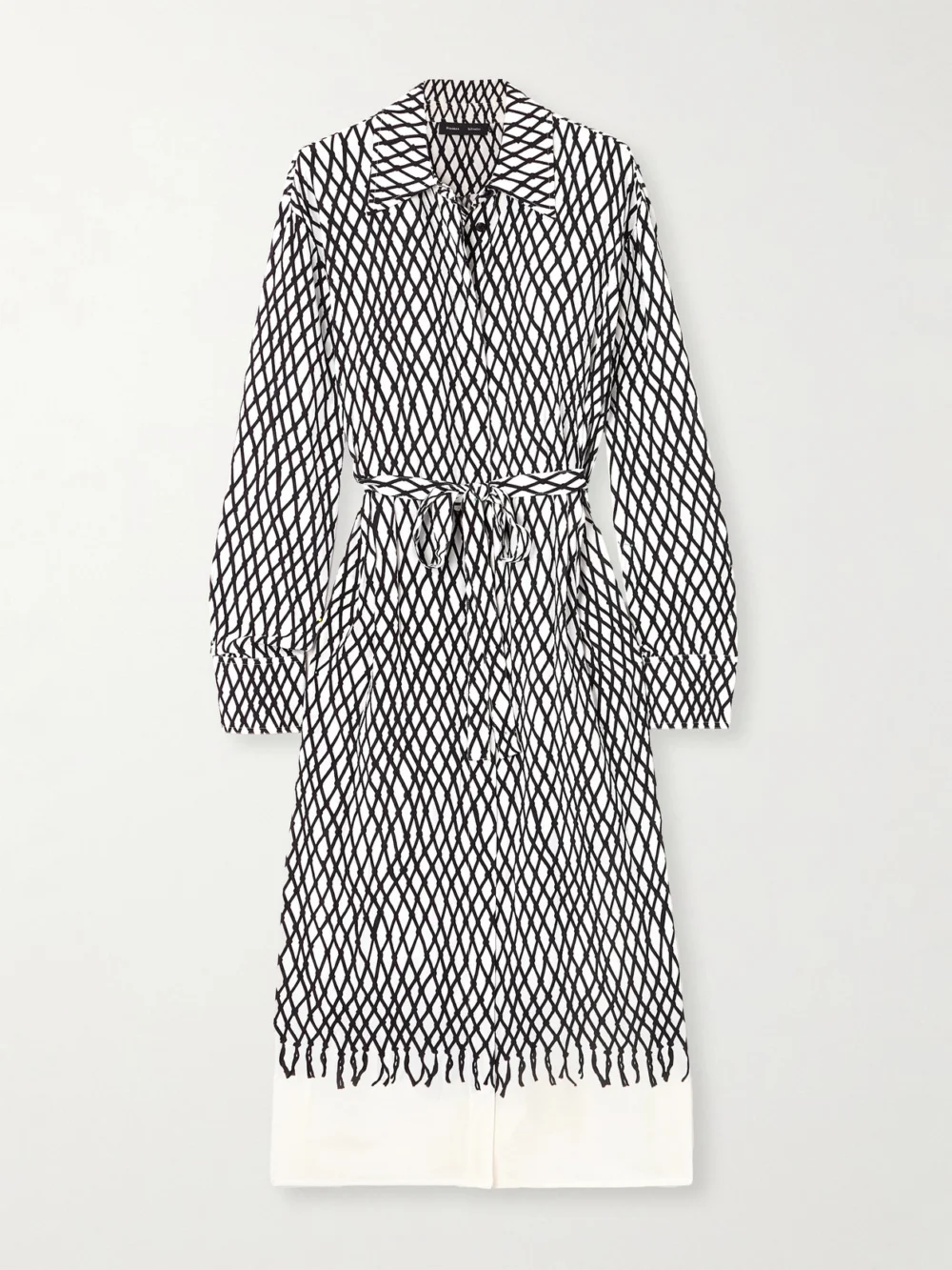 Proenza Schouler Bailey Belted Printed Crepe Midi Dress in gray