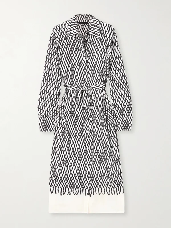 Proenza Schouler Bailey Belted Printed Crepe Midi Dress