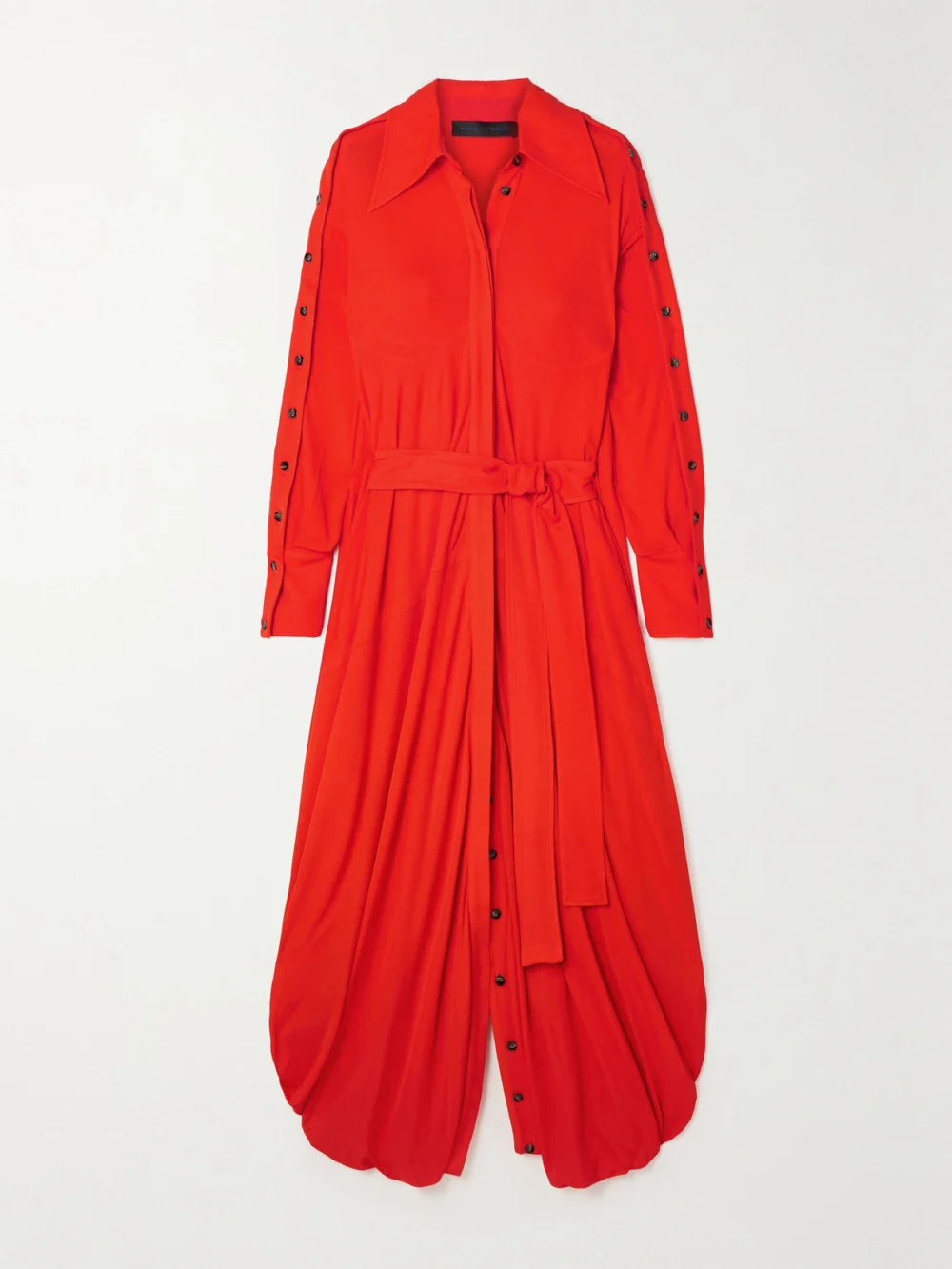 Proenza Schouler Belted Jersey-crepe Maxi Shirt Dress in red