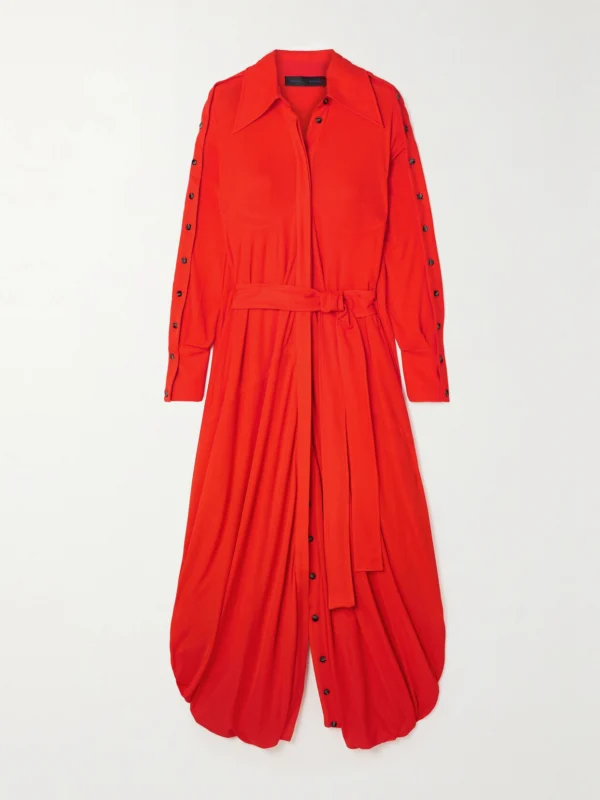 Proenza Schouler Belted Jersey-crepe Maxi Shirt Dress