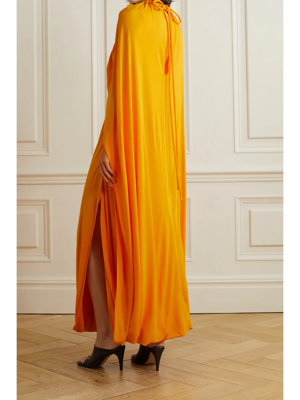 Back view of the Proenza Schouler Cape-effect Gathered Jersey Maxi Dress