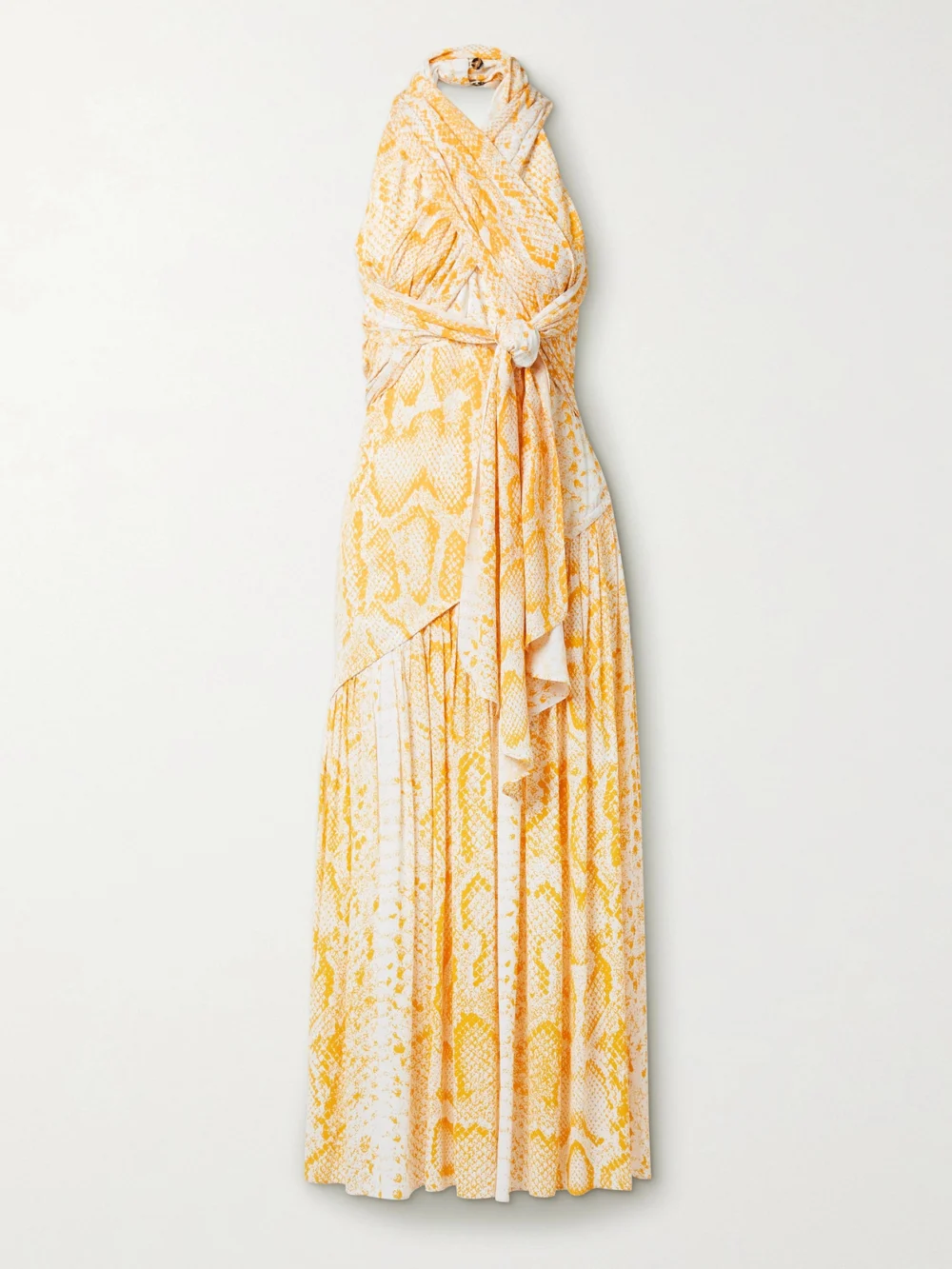 Proenza Schouler Convertible Snake-print Crepe De Chine Midi Dress in mustard