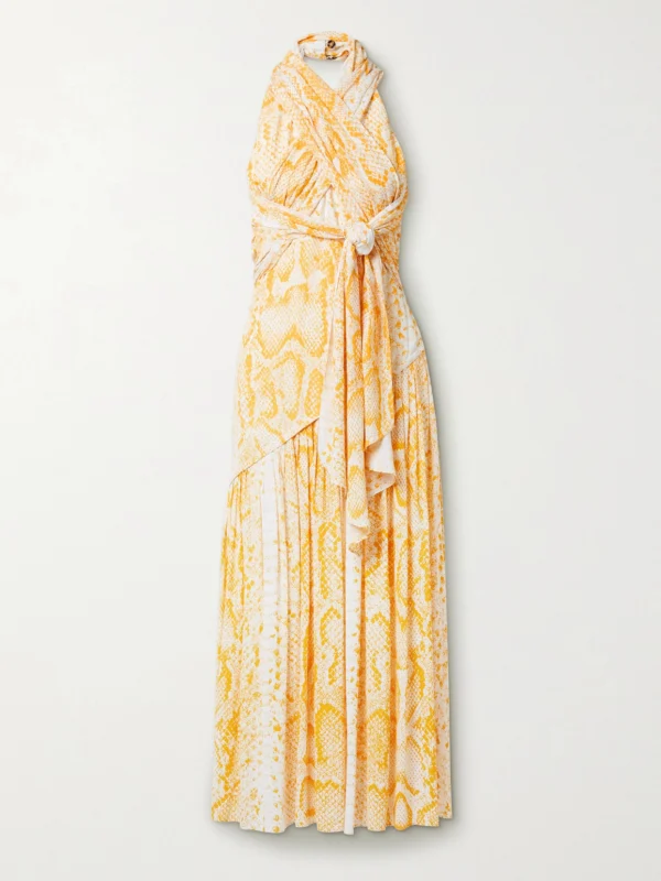Proenza Schouler Convertible Snake-print Crepe De Chine Midi Dress