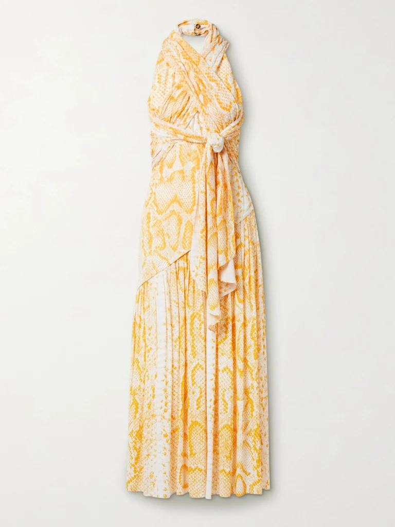 Proenza Schouler Convertible Snake-print Crepe De Chine Midi Dress