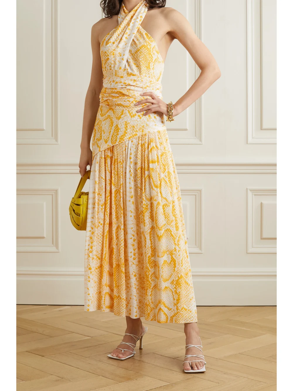 Proenza Schouler Convertible Snake-print Crepe De Chine Midi Dress, worn by a model