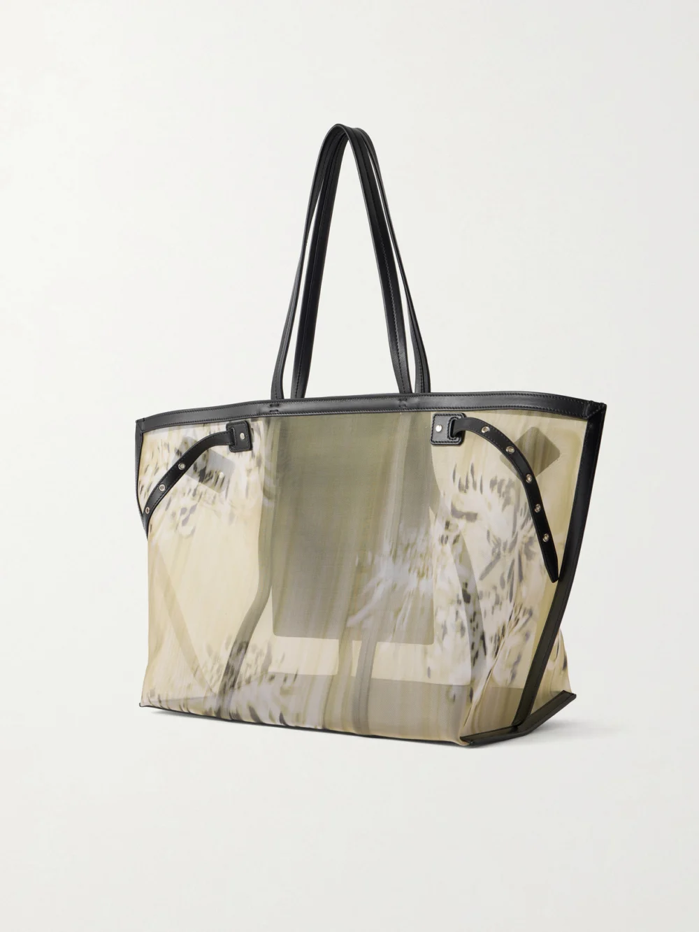 Back view of the Proenza Schouler Days Carryall Leather-trimmed Printed Mesh Tote