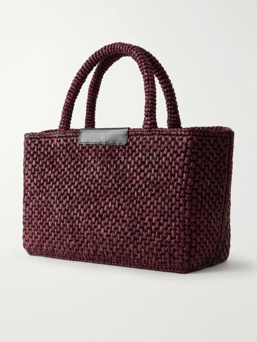 Back view of the Proenza Schouler East West Chelsea Leather-trimmed Raffia Tote