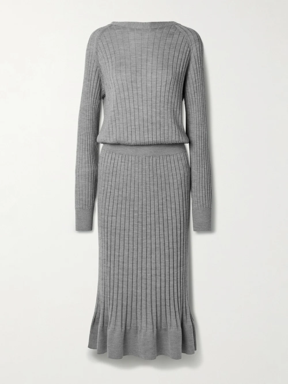 Proenza Schouler Eden Reversible Ribbed Wool and Silk-blend Midi Dress in gray
