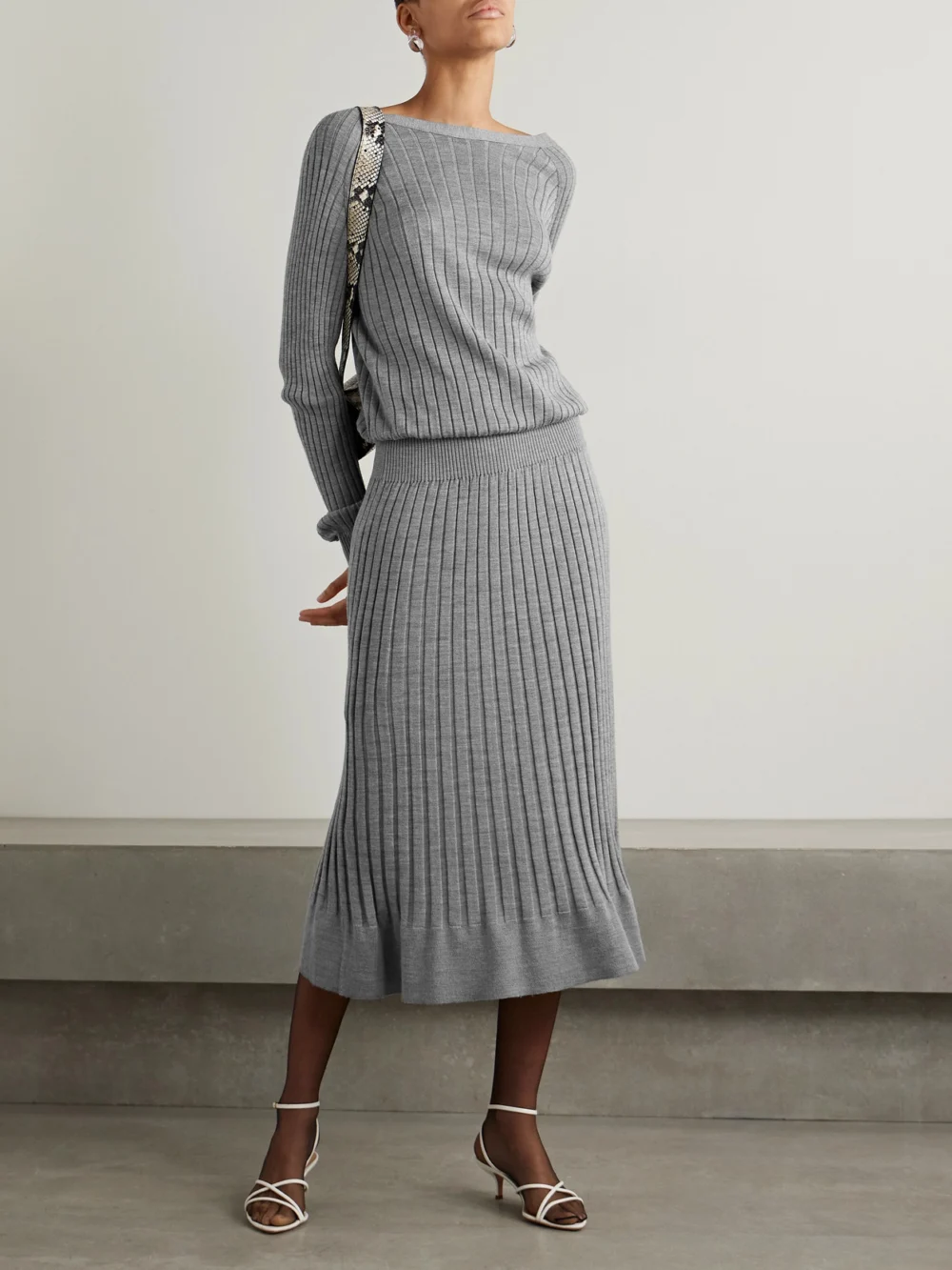 Proenza Schouler Eden Reversible Ribbed Wool and Silk-blend Midi Dress, worn by a model