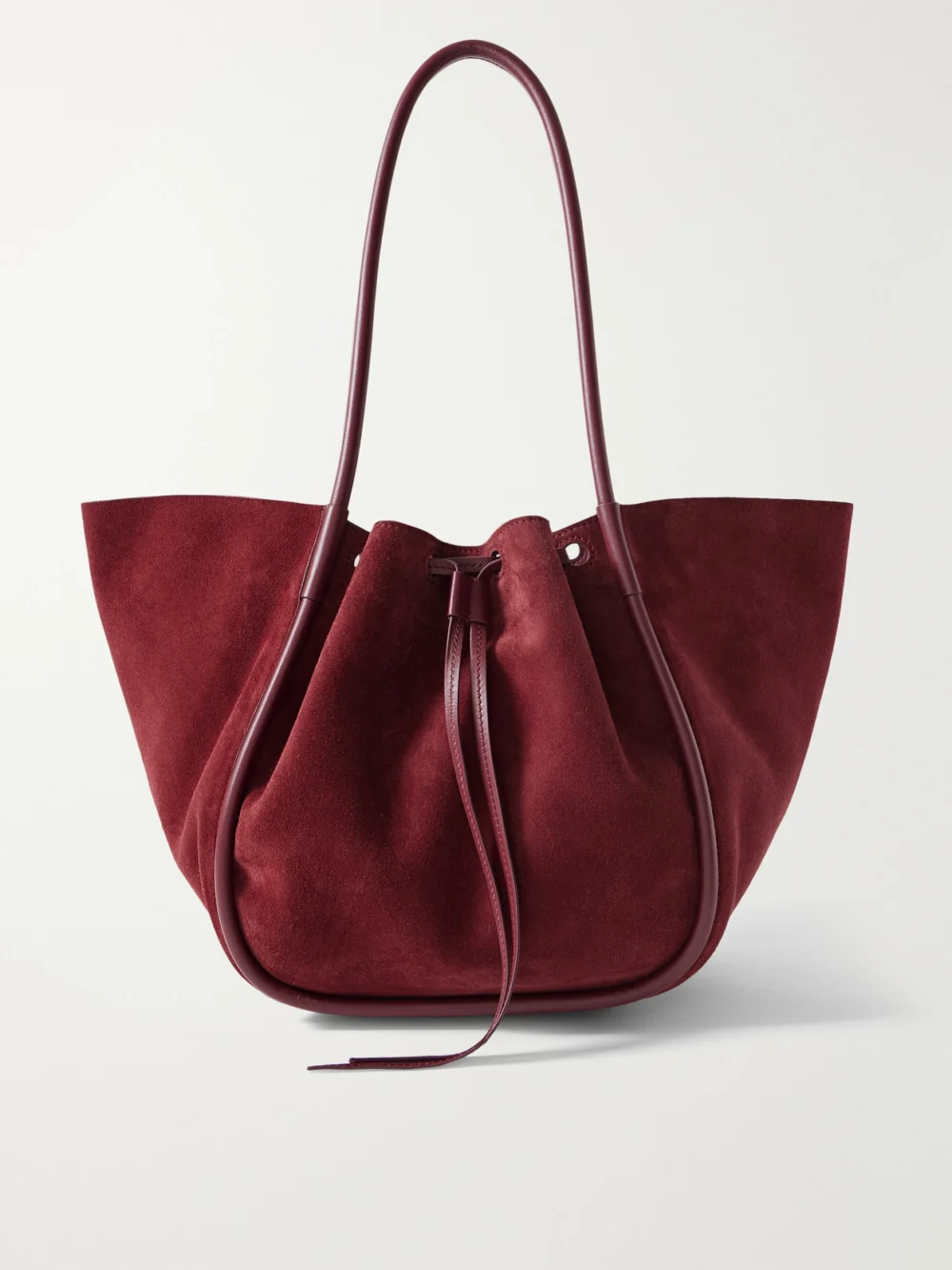 Proenza Schouler Large Leather-trimmed Ruched Suede Tote in burgundy