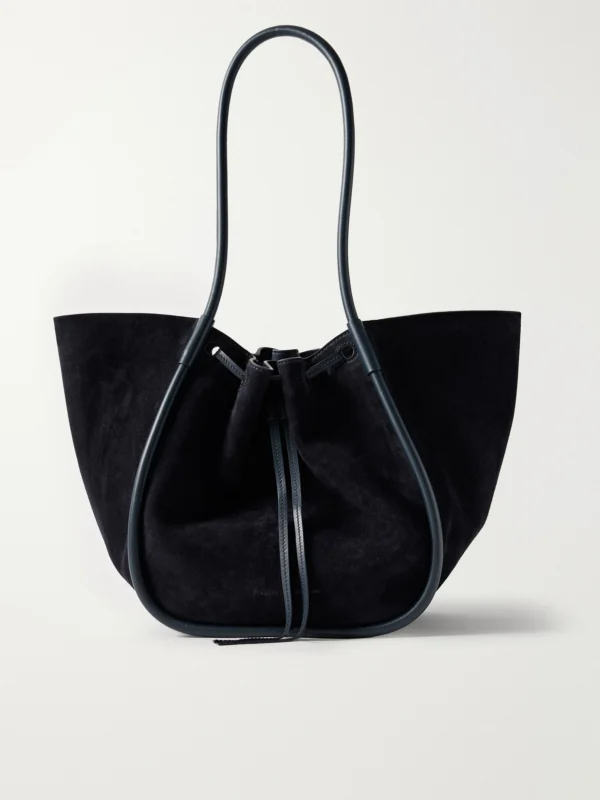 Proenza Schouler Large Leather-trimmed Ruched Suede Tote