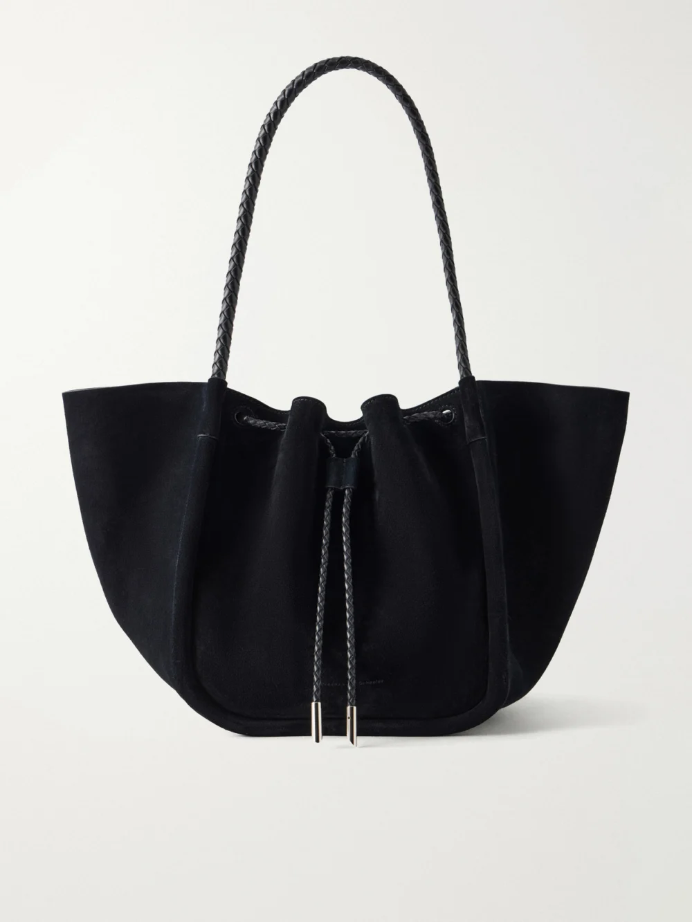 Proenza Schouler Large Ruched Leather-trimmed Suede Tote in black