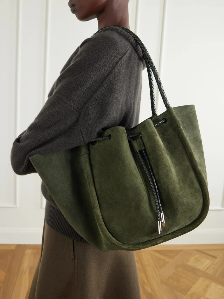 Proenza Schouler Large Ruched Leather-trimmed Suede Tote