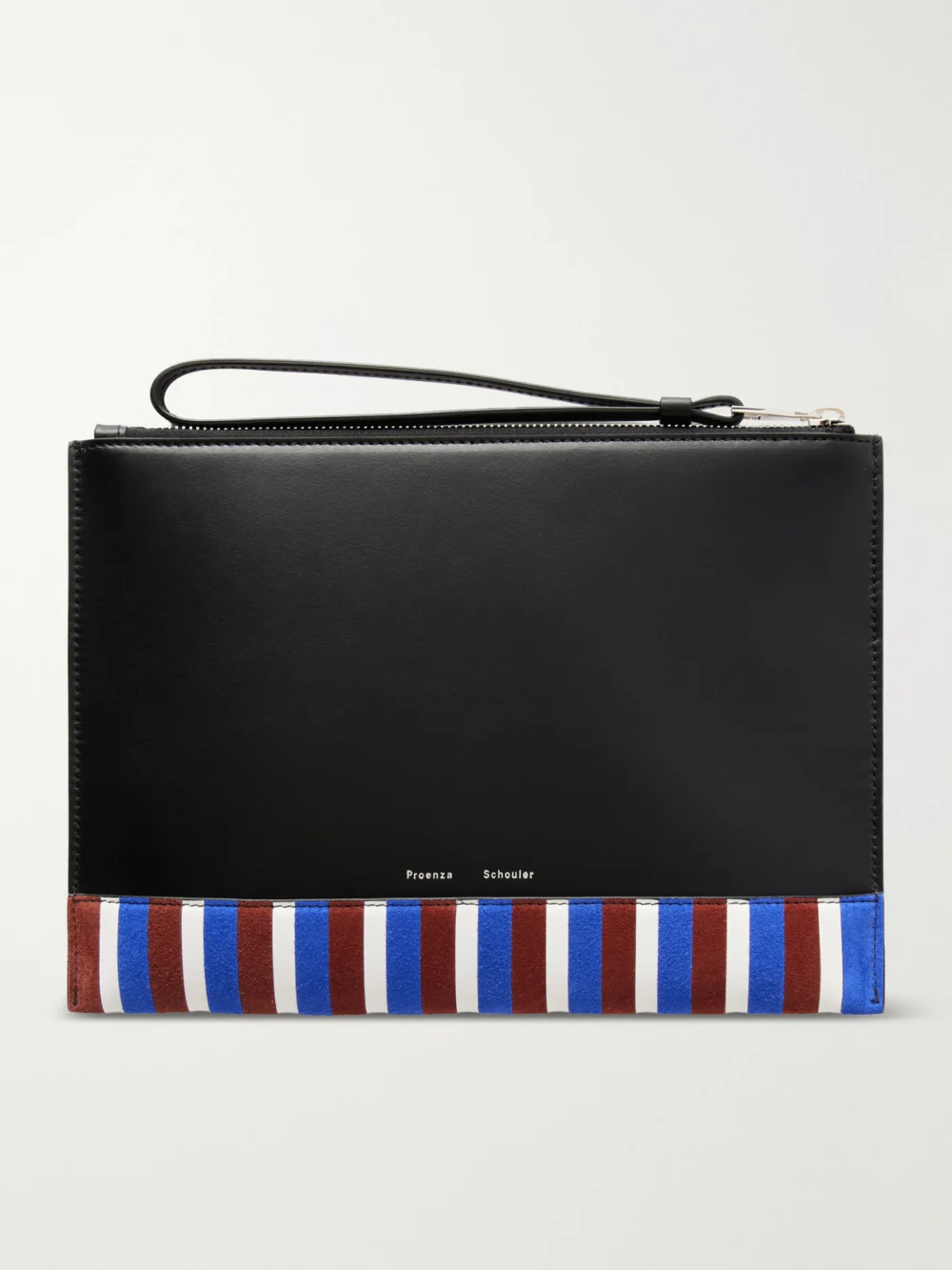 Back view of the Proenza Schouler Leather Intarsia Leather-trimmed Suede Pouch
