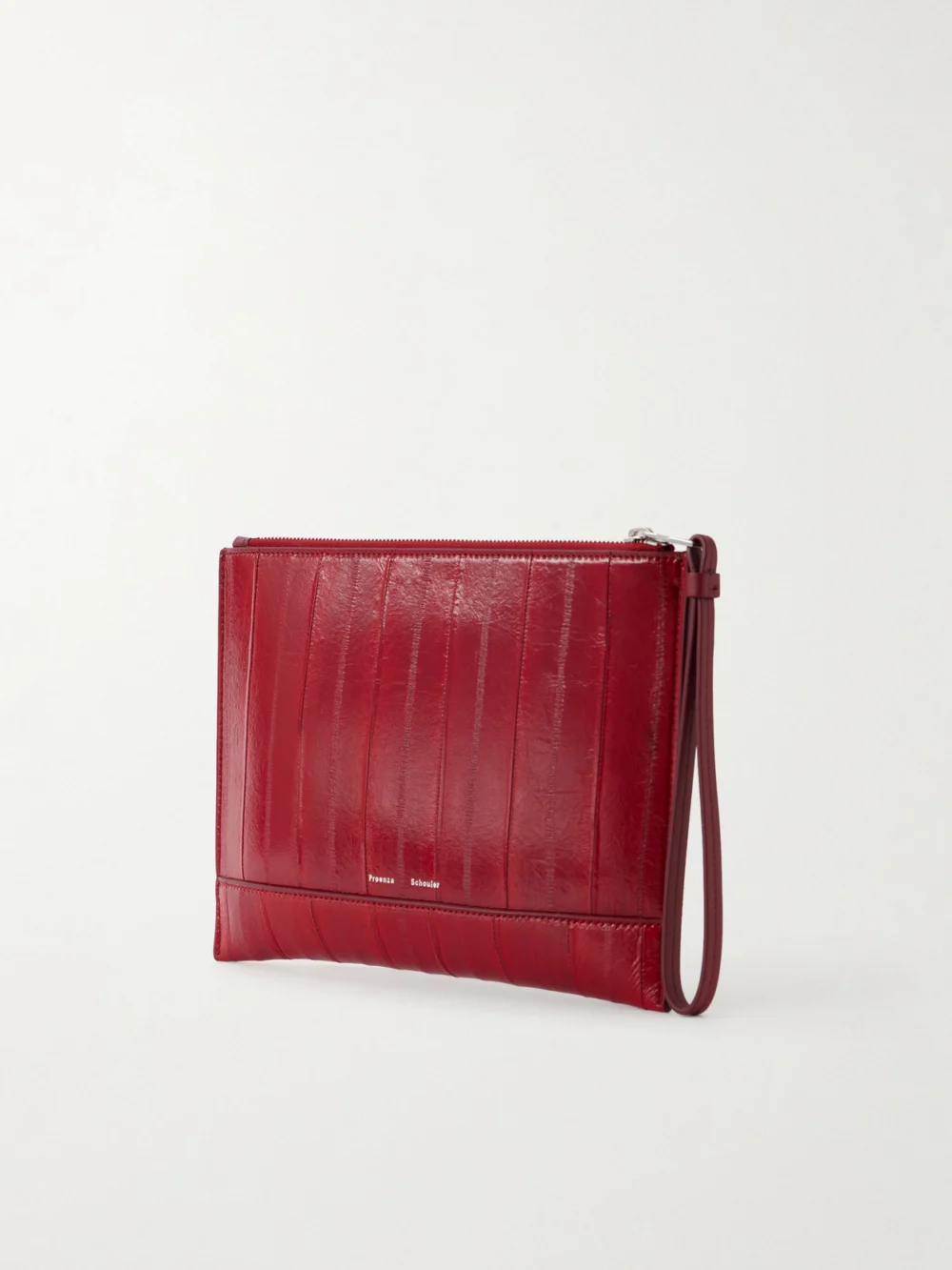 Back view of the Proenza Schouler Leather Intarsia Leather-trimmed Suede Pouch